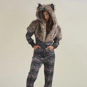 Spirithoods Grazer Wolf Faux Fur Animal Onesie Jumpsuit Festival Medium Small